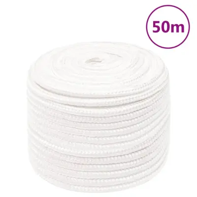 vidaXL Vrv za čoln popolnoma bela 12 mm 50 m polipropilen