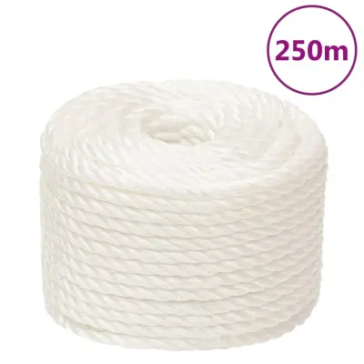 vidaXL Delovna vrv bela 16 mm 250 m polipropilen