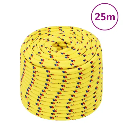 vidaXL Vrv za čoln rumena 12 mm 25 m polipropilen