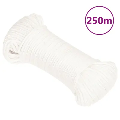 vidaXL Vrv za čoln popolnoma bela 4 mm 250 m polipropilen