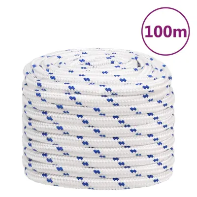 vidaXL Vrv za čoln bela 20 mm 100 m polipropilen