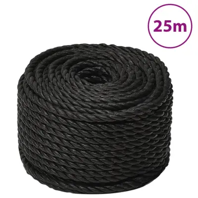 vidaXL Delovna vrv črna 12 mm 25 m polipropilen