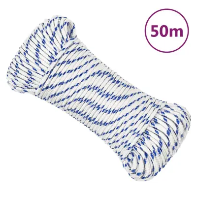 vidaXL Vrv za čoln bela 5 mm 50 m polipropilen