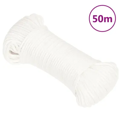 vidaXL Vrv za čoln popolnoma bela 5 mm 50 m polipropilen
