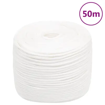 vidaXL Vrv za čoln popolnoma bela 6 mm 50 m polipropilen