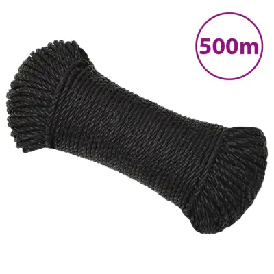 vidaXL Delovna vrv črna 3 mm 500 m polipropilen