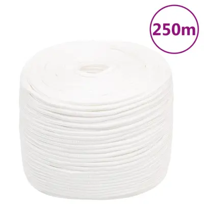 vidaXL Vrv za čoln popolnoma bela 8 mm 250 m polipropilen