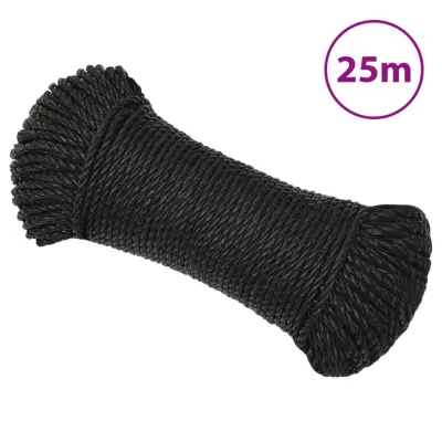 vidaXL Delovna vrv črna 3 mm 25 m polipropilen