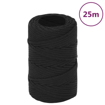 vidaXL Vrv za čoln popolnoma črna 2 mm 25 m polipropilen