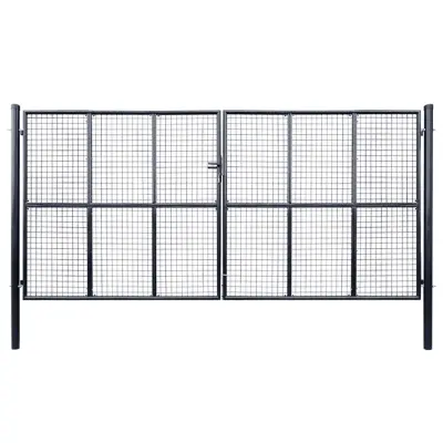 vidaXL Mrežasta vrtna vrata pocinkano jeklo 400x175 cm siva