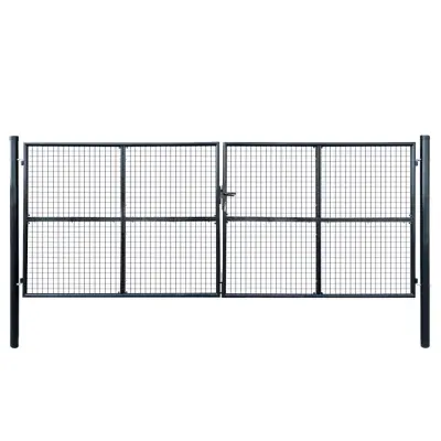 vidaXL Mrežasta vrtna vrata pocinkano jeklo 400x150 cm siva