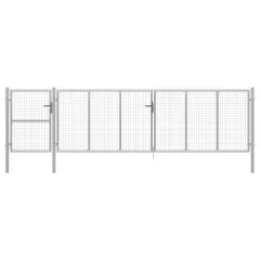 vidaXL Vrtna vrata jeklena 500x125 cm srebrna