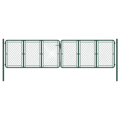 vidaXL Vrtna vrata iz jekla 400x125 cm zelena