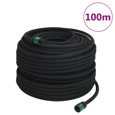 vidaXL Vrtna namakalna cev črna 0,6" 100 m guma
