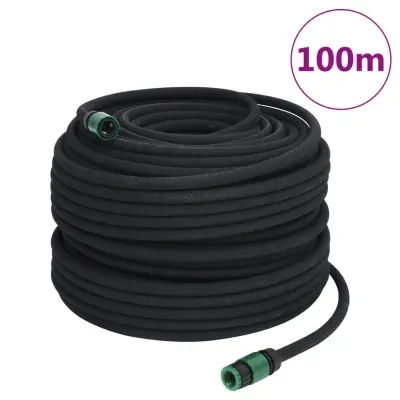 vidaXL Vrtna namakalna cev črna 0,6" 100 m guma