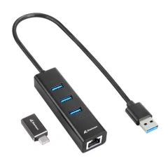 USB DarkUnal orožje 3x3.2 Gen 1 + RJ45 Alumino Negro