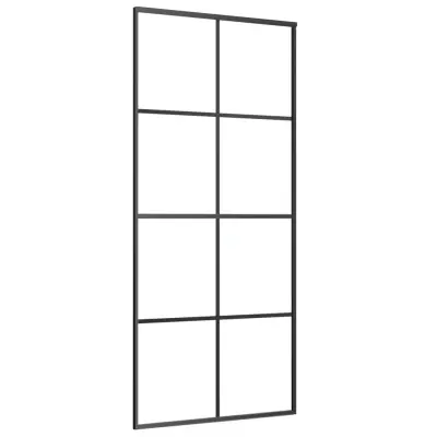 vidaXL Drsna vrata iz aluminija in ESG stekla 90x205 cm črna