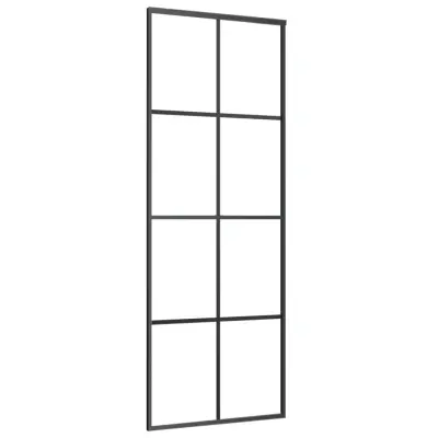vidaXL Drsna vrata iz aluminija in ESG stekla 76x205 cm črna