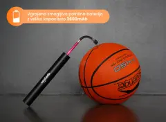 COOLADO tPump P prenosna brezžična tlačilka, za kolesa / gume / žoge / igrače, baterija, različni nastavki, LED luč, etui, črna