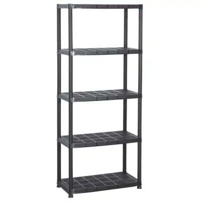 vidaXL 5-nadstropna polica črna 71x38x170 cm plastika