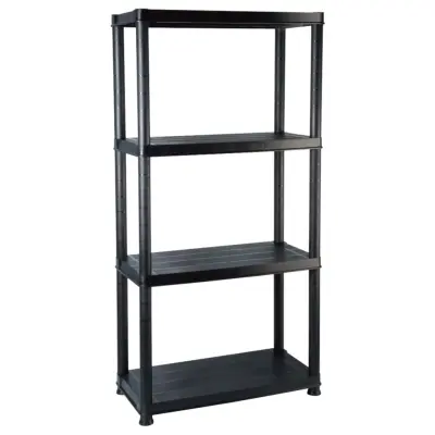 vidaXL 4-nadstropna polica črna 61x30,5x130 cm plastika