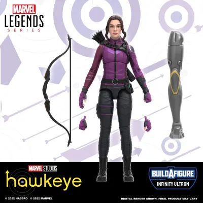 Hasbro Marvel F3856 Marvel Legends MCU Disney Plus Kate Bishop Hawkeye Series Akcijska 6-palčna zbirateljska igrača, 3 dodatki, 1 del za sestavo figur
