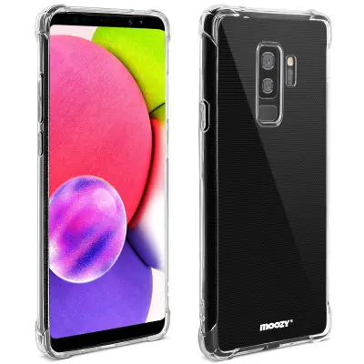 Moozy Shock Proof Silikonski ovitek za Samsung S9 Plus - prozoren, kristalno čist ovitek za telefon, mehak TPU ovitek