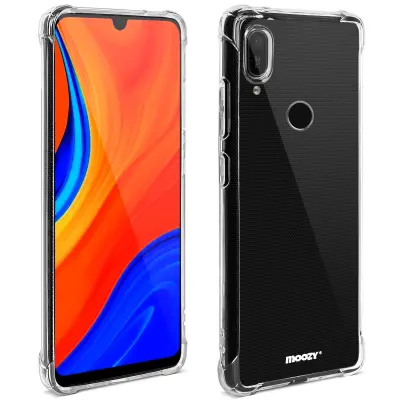 Moozy Shock Proof Silikonski ovitek za Huawei Y6 2019 - prozoren, kristalno čist ovitek za telefon, mehak TPU ovitek