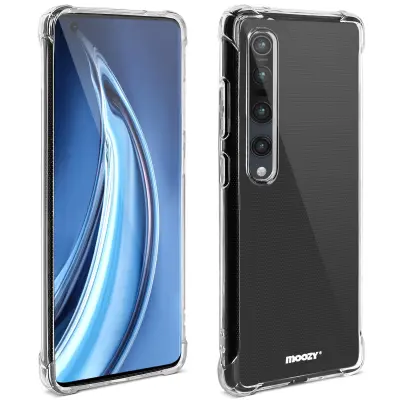 Moozy Shock Proof Silikonski ovitek za Xiaomi Mi 10 in Xiaomi Mi 10 Pro - prozoren, kristalno čist ovitek za telefon, mehak TPU ovitek