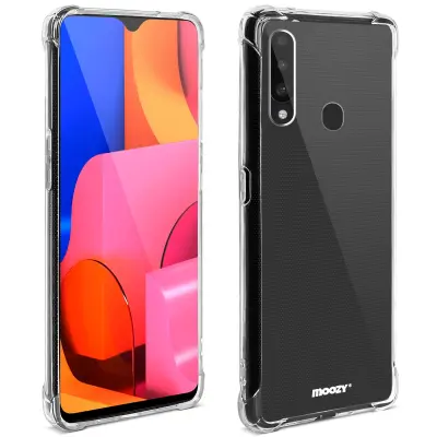 Moozy Shock Proof Silikonski ovitek za Samsung A20s - prozoren, kristalno čist ovitek za telefon, mehak TPU ovitek