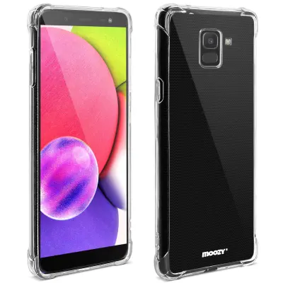 Moozy Shock Proof Silikonski ovitek za Samsung J6, Galaxy J6 2018 - prozoren, kristalno čist ovitek za telefon, mehak TPU ovitek
