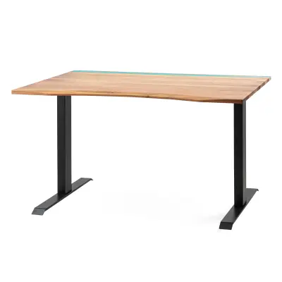 ErgoHide orehova miza z epoksidno LED lučjo (120×80cm / ergonomsko prisekan rob)