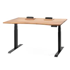 ErgoHide orehova dvižna pisalna miza s prostorom za kable (120×80cm / ergonomsko prisekan rob)