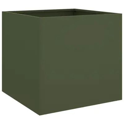 vidaXL Cvetlično korito olivno zeleno 49x47x46 cm jeklo