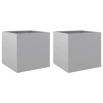 vidaXL Cvetlično korito 2 kosa srebrno 49x47x46 cm pocinkano jeklo