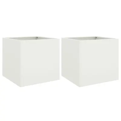 vidaXL Cvetlično korito 2 kosa belo 49x47x46 cm jeklo