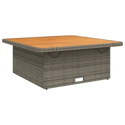 vidaXL Vrtna miza siva 110x110x70 cm poli ratan in akacijev les