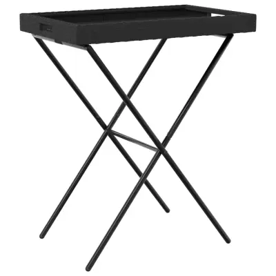 vidaXL Zložljiva miza s pladnjem črna 65x40x75 cm poli ratan