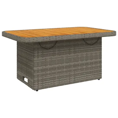vidaXL Vrtna miza siva 90x55x71 cm poli ratan in akacijev les