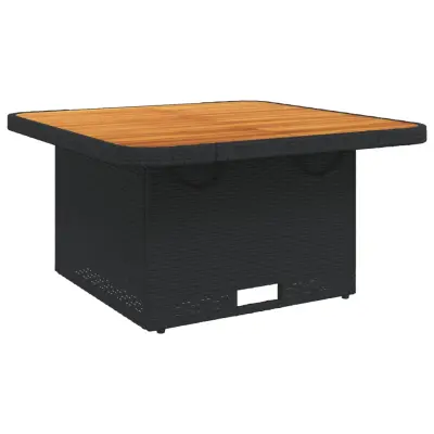 vidaXL Vrtna miza črna 80x80x71 cm poli ratan in akacijev les