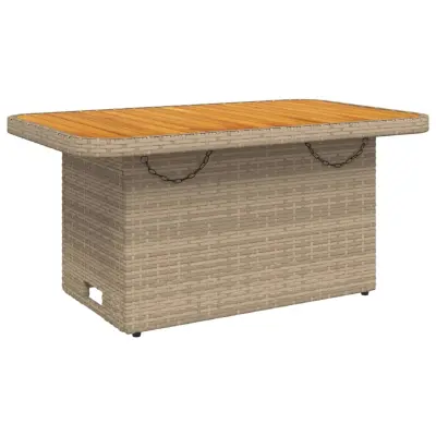 vidaXL Vrtna miza bež 90x55x71 cm poli ratan in akacijev les