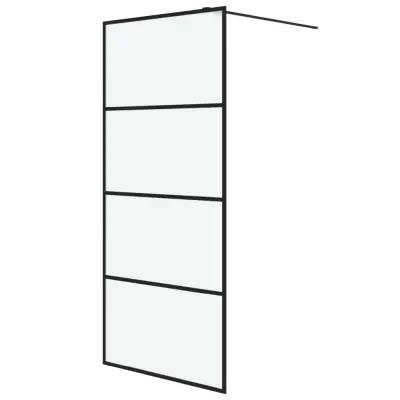 vidaXL Pregrada za tuš črna 90x195 cm motno ESG steklo