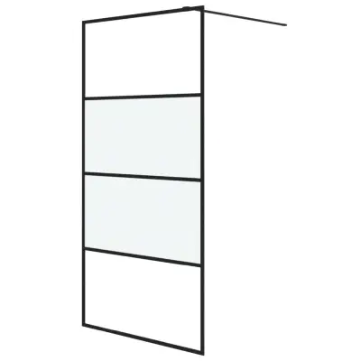 vidaXL Pregrada za tuš črna 100x195 cm delno motno ESG steklo