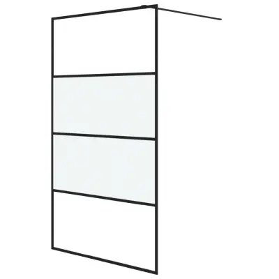 vidaXL Pregrada za tuš črna 115x195 cm delno motno ESG steklo