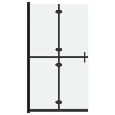 vidaXL Zložljiva pregrada za tuš mlečno ESG steklo 90x190 cm