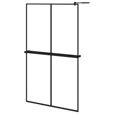 vidaXL Pregrada za tuš s polico črna 118x190 cm ESG steklo in aluminij