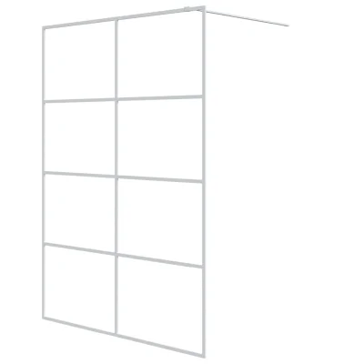 vidaXL Pregrada za tuš bela 140x195 cm prozorno ESG steklo