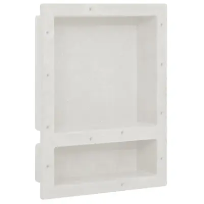 vidaXL Niša za tuš kabino z 2 predelkoma mat bela 41x51x10 cm