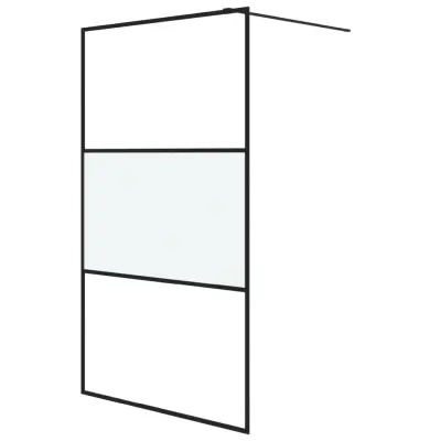 vidaXL Pregrada za tuš črna 115x195 cm delno motno ESG steklo