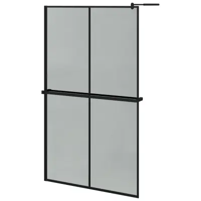 vidaXL Pregrada za tuš s polico črna 118x190 cm ESG steklo in aluminij